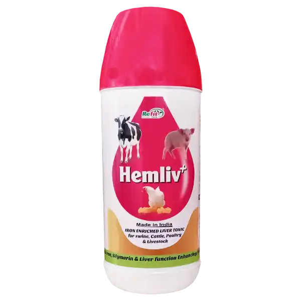 Hemliv+ - Liver Tonic With Iron For Cattle & Poultry - 1 Ltr