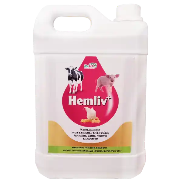Hemliv+ - Liver Tonic With Iron For Cattle & Poultry - 5 Ltr